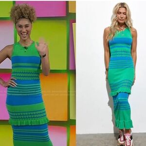 Never Fully Dressed Vibrant Green and Blue Maxi Dress